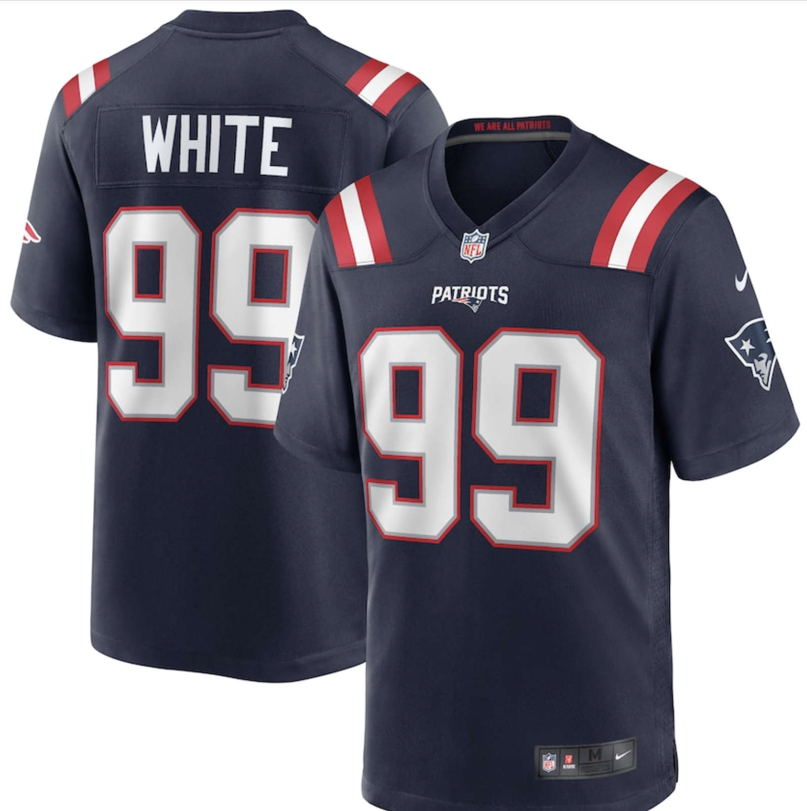 Men New England Patriots #99 white Nike Navy Home Game Player NFL Jersey